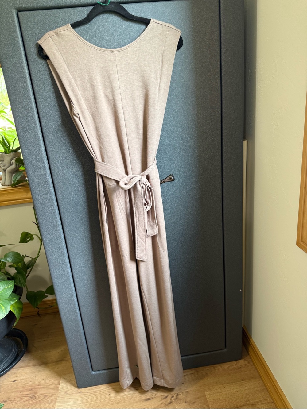 Max Studio Sleeveless Taupe Maxi Dress with Self Tie